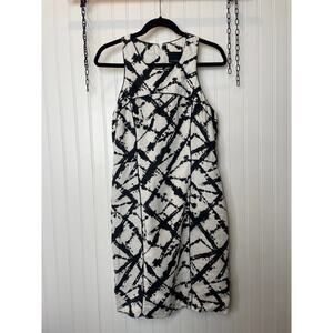 NWT Cynthia Rowley Linen Tie Dye Ink Blot Sleeveless Sheath Lined Dress Size 8